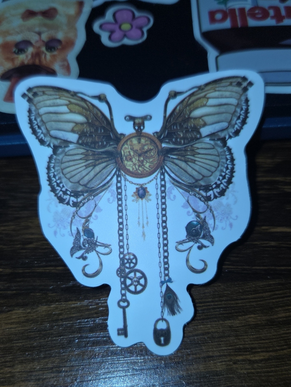 Vintage Steampunk Butterfly Wall Decor Sticker - Gold and Brown
